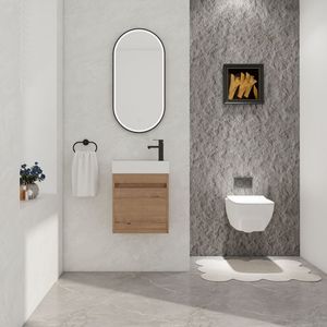 Mobile bagno sospeso da 18 pollici con lavabo in resina bianca e anta con chiusura ammortizzata - Product Image 6