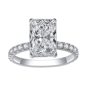 Anillo de compromiso con diamante de corte radiante, oro blanco, certificado IGI, estilo clásico, color D, diamantes cultivados en laboratorio - Product Image 1