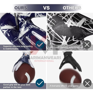 Guantes de Fútbol Americano Transpirables con Palma de Silicona Adhesiva, Logotipo Personalizado, Equipo de Entrenamiento Profesional para Receptores, Fabricante Mayorista - Product Image 4