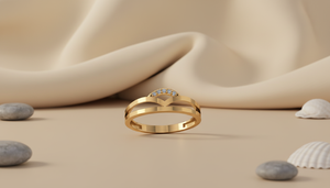Handmade Custom Design 10K Solid Gold <b>Moon</b> <b>Ring</b> VVS1 Lab Grown Diamond Claw Setting Heart Shape Split Shank Minimalist Jewelry - Product Image 2