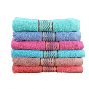 100% Cotton Bath <b>Towels</b> High Water Absorption Soft Terry <b>Towel</b> With Dobby Border Colorful Assorted Bathroom <b>Towel</b> <b>Set</b> For Home - Product Image 1