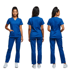 Uniforme Médico Azul Caribeño para Mujer, Conjunto de Blusa con Cuello en V y Pantalones, Uniforme de Trabajo Cómodo para el Sector Salud - Product Image 3