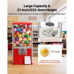 21-Inch Gumball Machine 25-Cent <b>Candy</b> Vending Dispenser for Shopping Malls & Supermarkets for AMU - Product Image 3