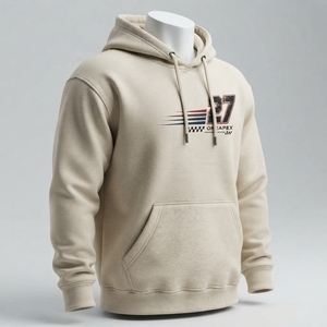 เสื้อฮู้ดผู้ชายแบบมีกระเป๋า ผ้าฟลีซ พิมพ์ลายกราฟิกหมายเลข 27 สไตล์นักแข่ง ลำลอง สำหรับฤดูหนาว รับผลิตแบบ OEM ODM - Product Image 2