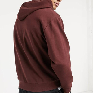 Sweat-shirt à capuche bordeaux pour homme, coupe classique, décontracté, écologique, respirant, en tissu éponge 370g, manches longues, avec poche, hiver - Product Image 3