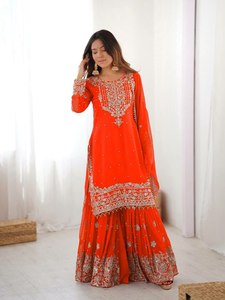 Anarkali Salwar Kameez de Tela Faux Georgette Premium Especial para Mujeres Musulmanas, de Alta Calidad y el Mejor Color, Lavable a Máquina, a Precio de Mayoreo - Product Image 3