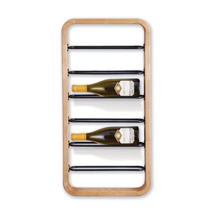 Estante de pared para vinos de estilo escandinavo moderno, de madera clara y metal negro, vertical, para 6 botellas, estante de exhibición y almacenamiento. - Product Image 1