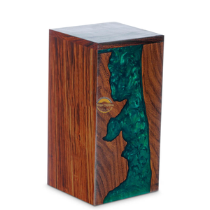 Ocean Inspired Resin & Natural Wood Cremation Urn Handmade Blue Wave Funeral Ashes Box by AYAANS - Product Image 3