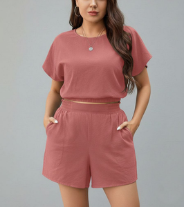 Nouvel ensemble d'été deux pièces personnalisé : short de sport décontracté à cordon de serrage, sans manches, col en V, couleur unie, extensible, et t-shirt – Vêtements de mode - Product Image 3
