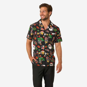 Chemise d'été décontractée pour homme, imprimé tropical hawaïen, manches courtes, boutonnée, motif floral coloré, en coton, pour les vacances - Product Image 1