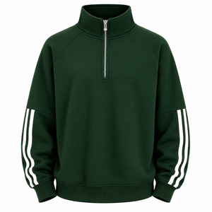 Sweat-shirt en molleton à col zippé pour homme, couleurs personnalisées, manches raglan, coupe sportive classique, vêtement de printemps, 100% polyester - Product Image 4