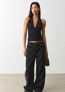 Women's Halter Neck Formal <b>Top</b> Sexy Backless Tank <b>Tops</b> Sleeveless Summer Loose Fit Satin Front Office <b>Tops</b> Custom Halter Blouse - Product Image 2