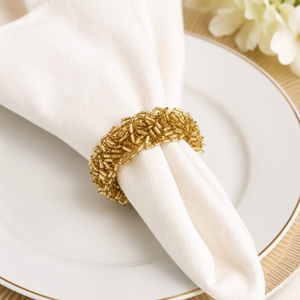 Antique Gold Plated Napkin <b>Rings</b> | Beaded Napkin Holder Luxury Wedding Table Decor | Dining Table Napkin <b>Rings</b> Party Decor - Product Image 2