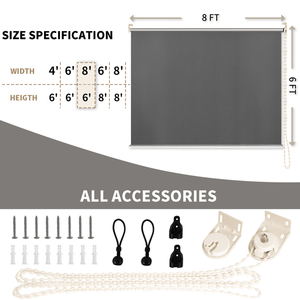 Tapparella Avvolgibile Verticale Moderna Grigio Chiaro 7FT X 6FT in HDPE con Giunzioni, per Esterni, Soggiorno, Hotel, Camera da Letto, Ingresso, in Acciaio e Alluminio - Product Image 4