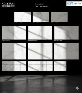 Azulejos de Porcelana GVT PGVT Brillantes de 300x600 mm, Estilo Carrara Statuario Calacatta, Suministro al por Mayor, Aspecto de Mármol - Product Image 6