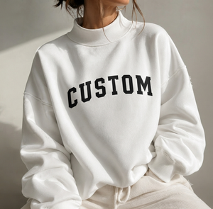 Sweat-shirt oversize à col montant pour femme en molleton brossé épais, style streetwear contemporain, vêtement en coton uni - Product Image 1