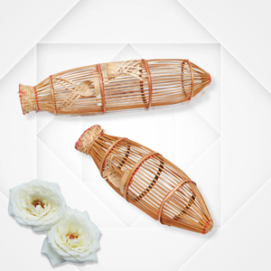 Piège à poissons artisanal en bambou, décoration en rotin tressé, symbole porte-bonheur, richesse, décoration d'intérieur, art traditionnel du pêcheur, fournisseur - Product Image 1
