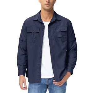 Camisa de pana para hombre, de manga larga, color marrón, con cuello vuelto, diseño holgado, con logotipo personalizado OEM. - Product Image 6
