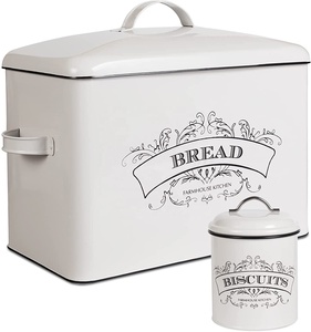White Metal Iron Large Kitchen Ware Counter Top Bread Box <b>Sugar</b> <b>Tea</b> <b>Coffee</b> Container <b>Sets</b> New Ins Design White Finishing Food - Product Image 5
