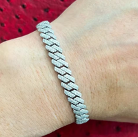 Bracelet chaîne cubaine en argent sterling 925 avec diamants Moissanite VVS de 6 mm, bijoux Moissanite sertis de pierres pour hommes et femmes
