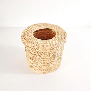 Circle Wicker case Dispense Holders for Tissue Cylinder <b>Towel</b> <b>Box</b> Round Rattan Tissue Holder Boxes - Product Image 2