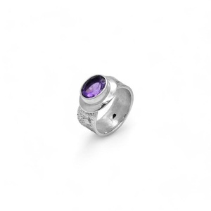 925 Sterling <b>Silver</b> Amethyst Chunky <b>Ring</b> Natural Purple Gemstone Handmade Bold Statement Jewelry February Birthstone Gift - Product Image 2