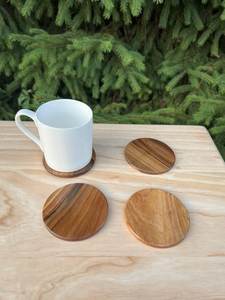 Wooden Coaster Set <b>Round</b> Modern Design Reusable <b>Mats</b> & Pads 10 Mm Thickness - Product Image 4