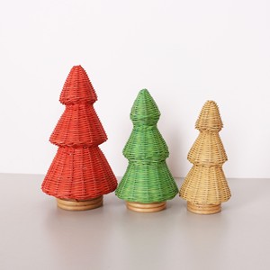 Wooden <b>christmas</b> ornaments rattan pine tree set handmade xmas trees for table top displays - Product Image 2