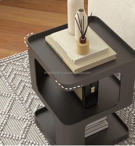 Top seller negro moderno pedestal de 3 niveles mesita de noche de Metal mesa auxiliar de acento para espacios pequeños estante de almacenamiento de cabecera dormitorios - Product Image 3