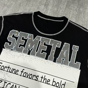 T-shirt unisexe surdimensionné à col rond avec graphisme et strass, broderie et impression, 200 GSM, 100% coton lourd - Product Image 3