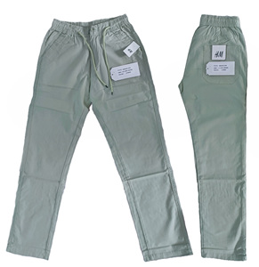 Pantalon en denim à cordon de serrage pour homme, tissé en fil teint écologique, à chevrons uni, durable, respirant, séchage rapide, résistant aux plis - Product Image 1