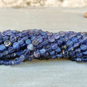 Natural Iolite Smooth Coin Shape Gemstone Beads Strands 4MM Loose Iolite <b>Stone</b> Beads For Jewelry Making Bracelet Necklace Design - Product Image 2