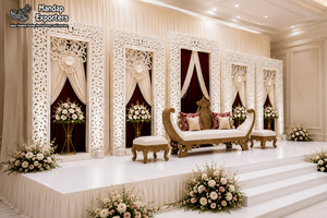 Elegantes Telones de Fondo con Marco de Fibra para Bodas y Recepciones, Escenario de Boda Premium con Paneles Decorativos Tallados - Product Image 2