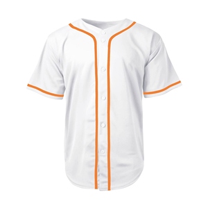 Camiseta de Béisbol Blanca con Ribete Naranja, Manga Corta, Cierre de Botones, Unisex, para Adultos, Transpirable, Ropa Deportiva de Poliéster - Product Image 1