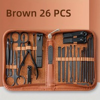Kit de coupe-ongles 26 pièces en acier inoxydable, ensemble de manucure pour doigts et ongles des pieds, outils professionnels de soin des ongles, étui de voyage luxueux et élégant