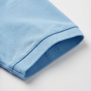 Men's Light <b>Blue</b> Short Sleeve <b>Polo</b> <b>Shirt</b> 100% Cotton Pique Casual Breathable Regular Fit Solid Knitted Design - Product Image 6