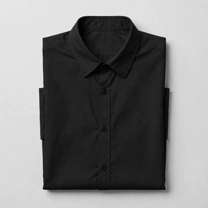 Men's Black Solid Twill Knitted <b>Short</b> <b>Sleeve</b> <b>Button</b> <b>up</b> Collar Casual T-Shirt Breathable Polyester/Cotton Summer Wear - Product Image 4