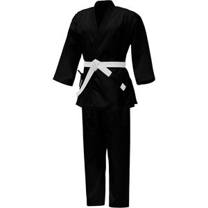 Uniforme de karaté noir pour adultes unisexe, 100% coton, durable, coupe classique, ceinture blanche incluse - Product Image 3