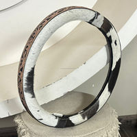 Housse de protection et de décoration pour volant de voiture en cuir de vachette véritable, faite à la main, pour l'Expo de Mars – Accessoire d'intérieur de voiture de luxe