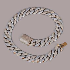 High Quality Adjustable 3 Row 15mm 20mm <b>Cuban</b> <b>Link</b> <b>Chain</b> Solid 925 Sterling <b>Silver</b> VVS Moissanite Gold Plated Hip Hop Unisex - Product Image 4