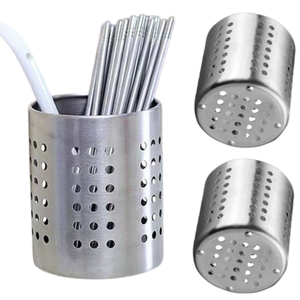 Porta cubiertos de acero inoxidable con acabado martillado en cobre, organizador de utensilios para encimera. - Product Image 6