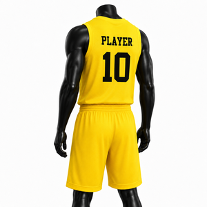 Ensemble d'uniformes personnalisés pour équipe de basketball |   Maillots unisexes sans manches respirants en polyester 100% sublimé, shorts à cordon de serrage |   Col en V - Product Image 4