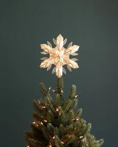 Adorno de estrella de metal dorado hecho a mano con copo de nieve iluminado para la punta del árbol de Navidad, para luces LED, decoración brillante para el árbol de Navidad. - Product Image 3