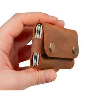 Travel Genuine Leather Business Card <b>Holder</b> Pouch with Zipper Closure - Product Image 3