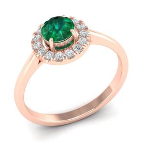 แหวนเพชรทรงกลมเจียระไนแบบบริลเลียนต์ 0.5 กะรัต ประดับมรกตทรงกลม ดีไซน์ REYES สำหรับผู้หญิง ทองคำแท้ 14K พร้อมใบรับรอง IGI - Product Image 2