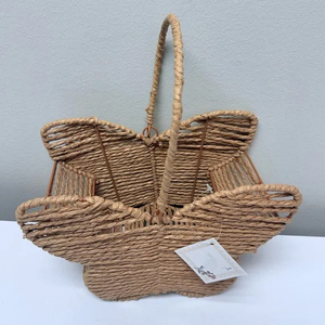 Novelty Woven Butterfly <b>Basket</b> with <b>Handle</b> Handmade Seagrass <b>Wicker</b> Storage Organizer for Nursery Decor Baby Gift OEM Supplier - Product Image 6