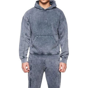Ensemble de survêtement vintage pour homme en molleton de coton, sweat à capuche et pantalon de jogging, style streetwear décontracté pour l'entraînement - Product Image 1