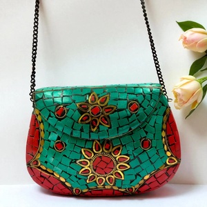 2026 Luxury Handcrafted Stone metal clutch purse <b>bag</b> <b>Studded</b> Clutch Purse for Women Elegant Party & Wedding Handbag - Product Image 2