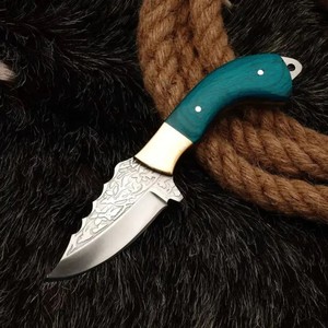 Cuchillo de Caza OEM Damasco de Hoja Fija con Mango de Madera para Camping, Bushcraft y Supervivencia - Product Image 1