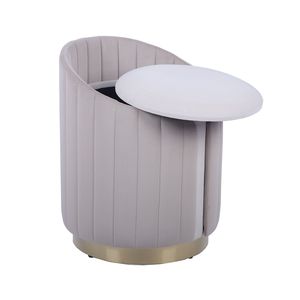 Pouf bicolore color tortora con contenitore o sgabello da toeletta per l'arredamento della casa - Product Image 5
